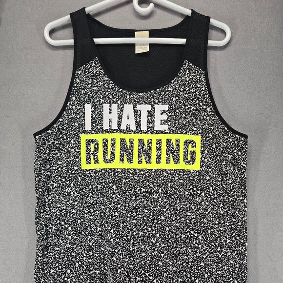 Victoria's Secret Pink "I Hate Running" Racerback Tank w/mesh, Black, Large - Picture 1 of 7